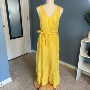 Lungo L’arno Yellow Stripe Sleeveless Wide Leg Jumpsuit